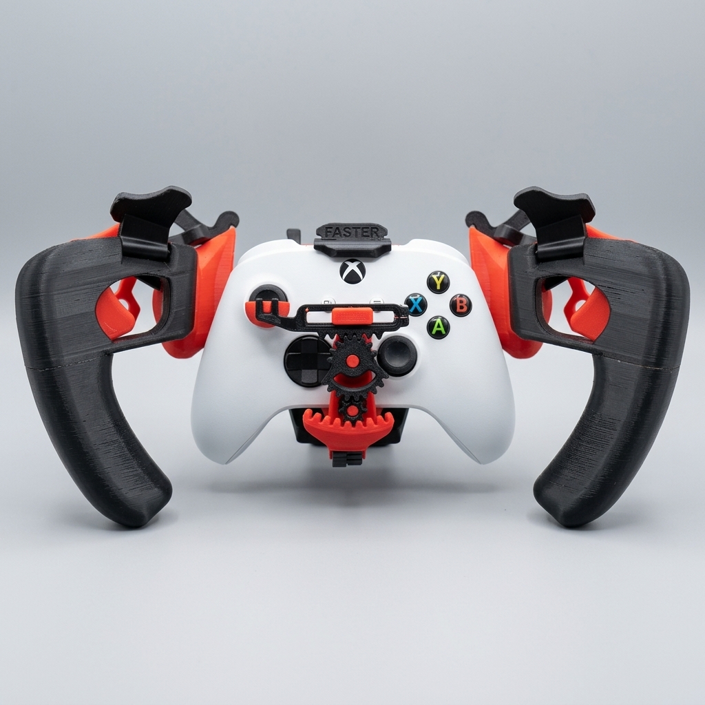 RACEATRONICS Racing Wheel accessory attached to Xbox Controller